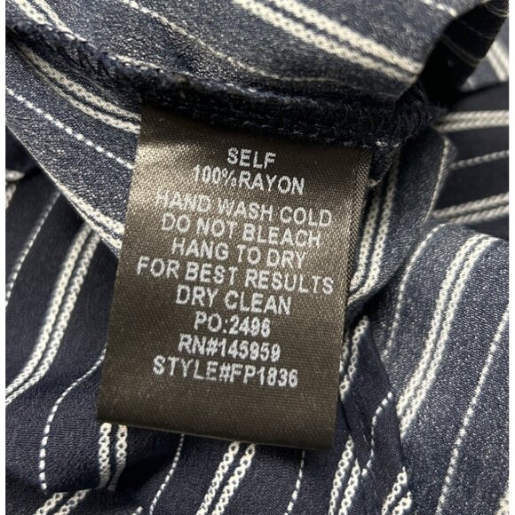 Dress Forum Women L Jumpsuit Navy Striped Casual Romper Dressy Comfy Boho Preppy - Picture 7 of 7